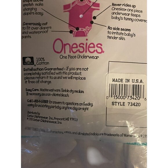 Looney Tunes & Disney Baby Onesies Newborn & Medium One-Piece Underwear USA 90s - Picture 14 of 15